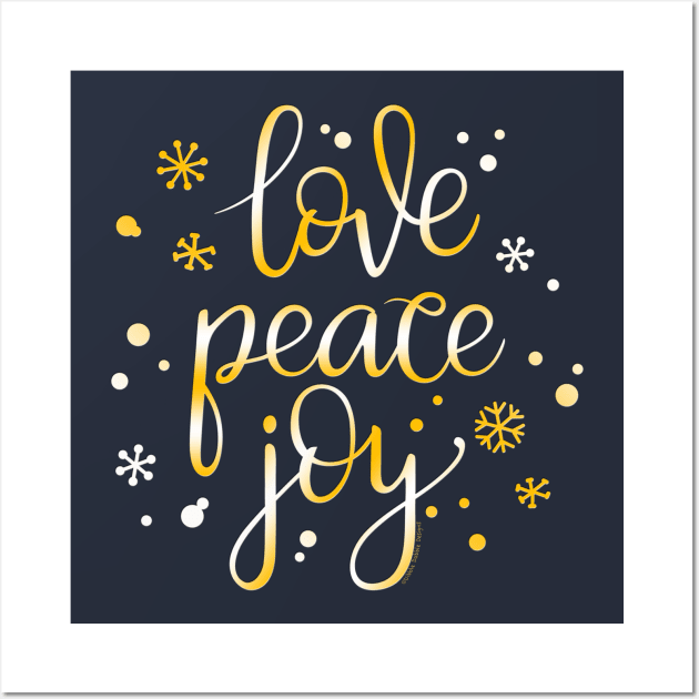 Pretty Holiday Love Peace and Joy Christmas Wall Art by Dibble Dabble Designs